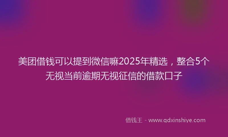 美团借钱可以提到微信嘛2025年精选，整合5个无视当前逾期无视征信的借款口子