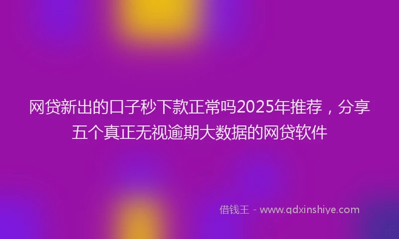 网贷新出的口子秒下款正常吗2025年推荐，分享五个真正无视逾期大数据的网贷软件