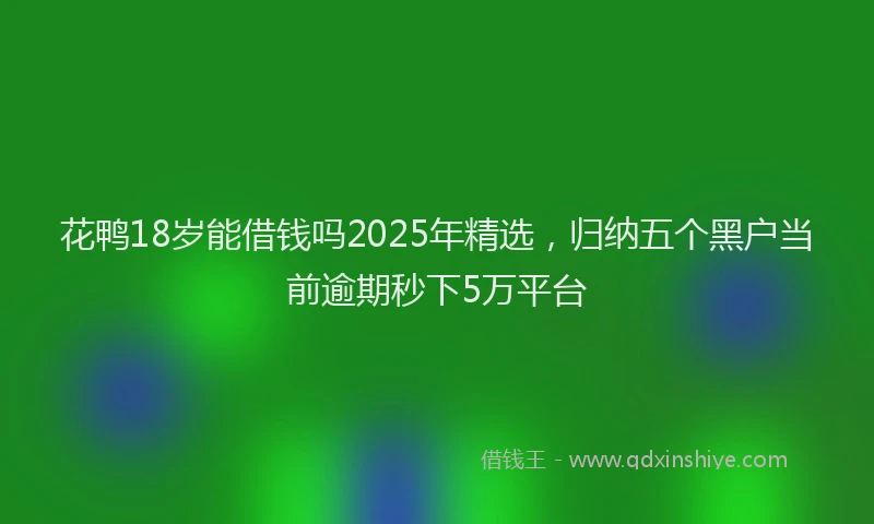 花鸭18岁能借钱吗2025年精选，归纳五个黑户当前逾期秒下5万平台