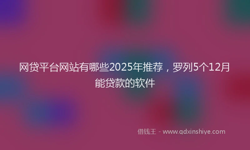 网贷平台网站有哪些2025年推荐，罗列5个12月能贷款的软件