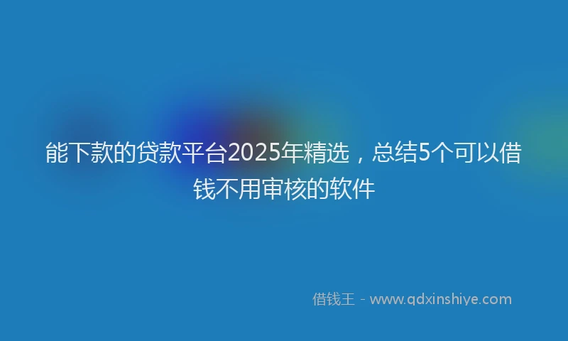能下款的贷款平台2025年精选，总结5个可以借钱不用审核的软件