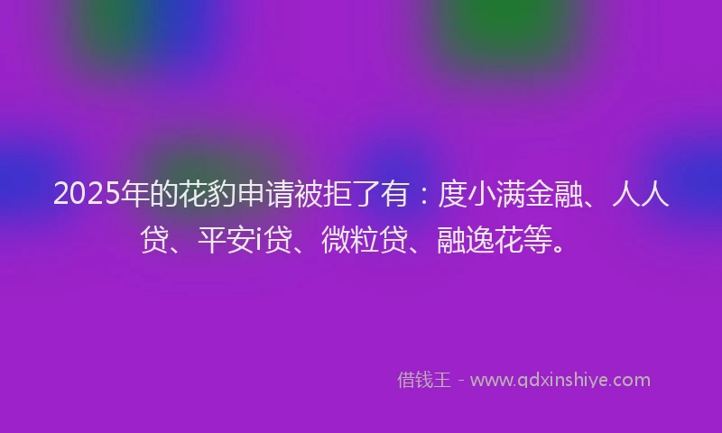 2025年的花豹申请被拒了有：度小满金融、人人贷、平安i贷、微粒贷、融逸花等。