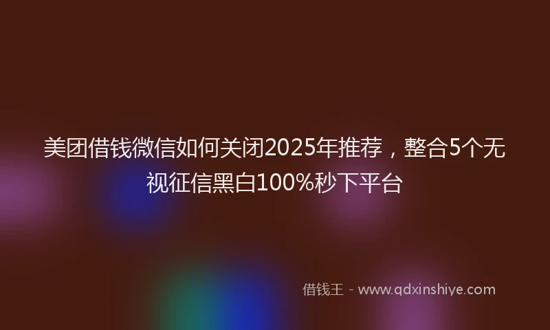 美团借钱微信如何关闭2025年推荐，整合5个无视征信黑白100%秒下平台
