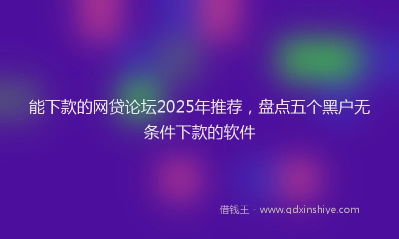 能下款的网贷论坛2025年推荐，盘点五个黑户无条件下款的软件