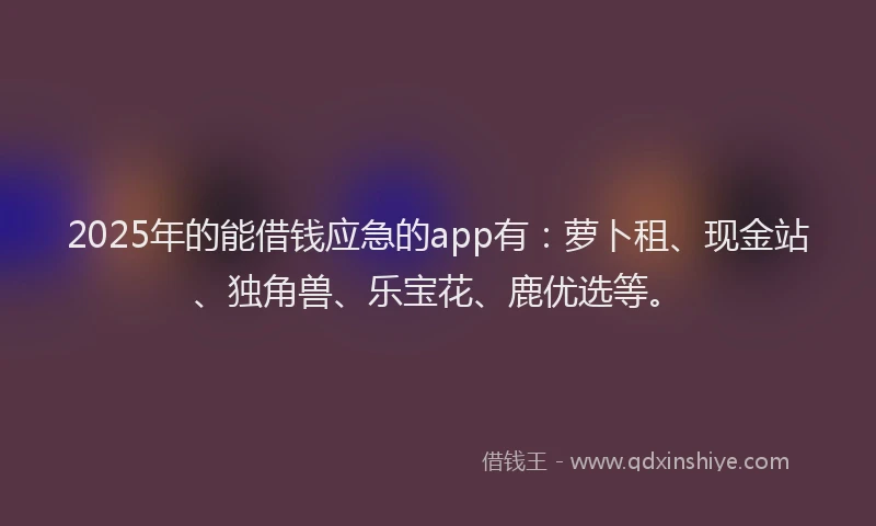 2025年的能借钱应急的app有：萝卜租、现金站、独角兽、乐宝花、鹿优选等。