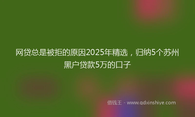 网贷总是被拒的原因2025年精选，归纳5个苏州黑户贷款5万的口子