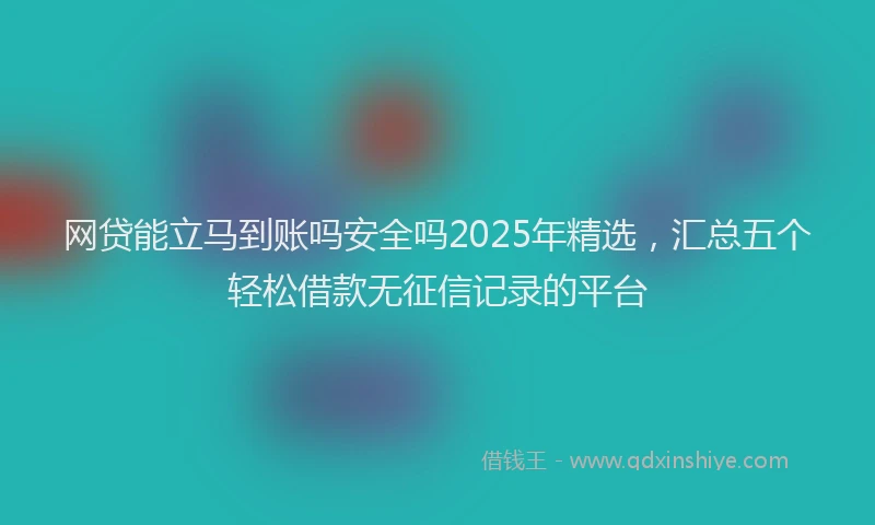 网贷能立马到账吗安全吗2025年精选，汇总五个轻松借款无征信记录的平台