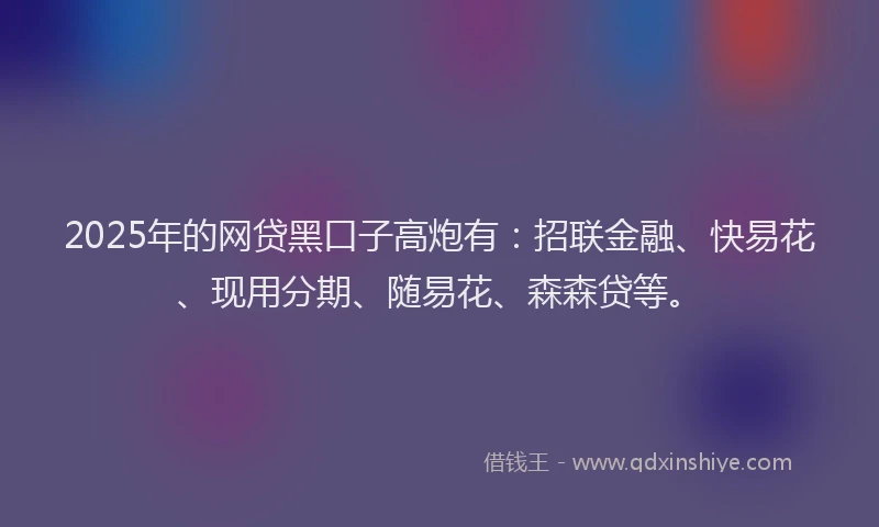 2025年的网贷黑口子高炮有：招联金融、快易花、现用分期、随易花、森森贷等。