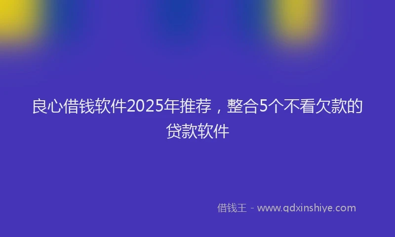 良心借钱软件2025年推荐，整合5个不看欠款的贷款软件