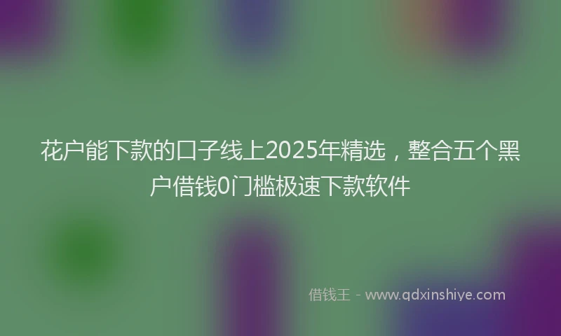 花户能下款的口子线上2025年精选，整合五个黑户借钱0门槛极速下款软件