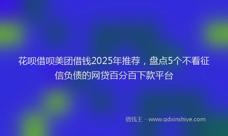 花呗借呗美团借钱2025年推荐，盘点5个不看征信负债的网贷百分百下款平台