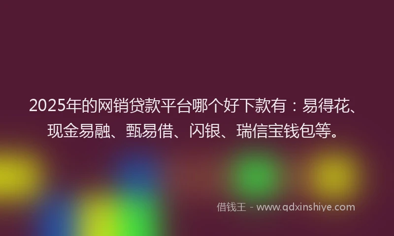 2025年的网销贷款平台哪个好下款有：易得花、现金易融、甄易借、闪银、瑞信宝钱包等。