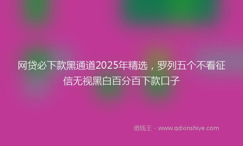 网贷必下款黑通道2025年精选，罗列五个不看征信无视黑白百分百下款口子