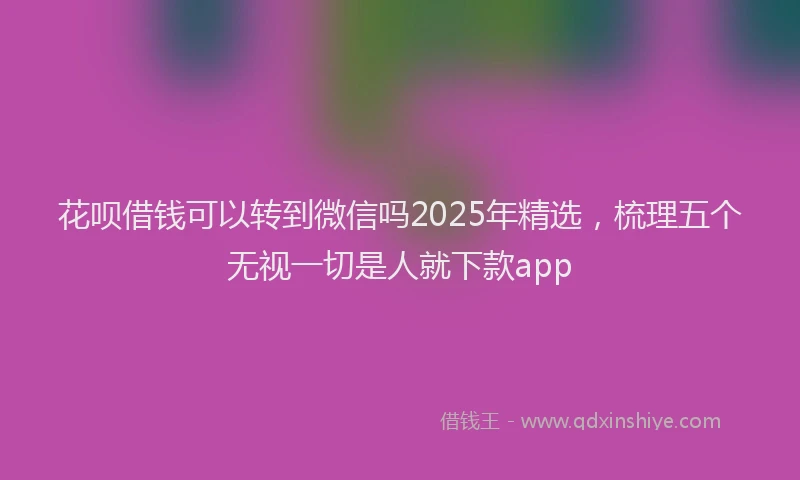 花呗借钱可以转到微信吗2025年精选，梳理五个无视一切是人就下款app