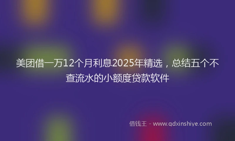 美团借一万12个月利息2025年精选，总结五个不查流水的小额度贷款软件