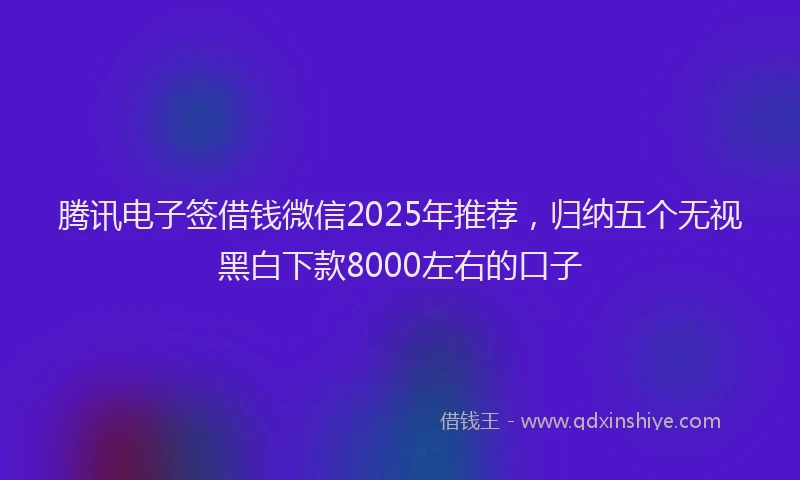 腾讯电子签借钱微信2025年推荐，归纳五个无视黑白下款8000左右的口子