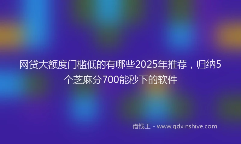 网贷大额度门槛低的有哪些2025年推荐，归纳5个芝麻分700能秒下的软件