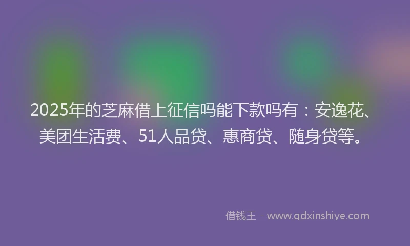 2025年的芝麻借上征信吗能下款吗有：安逸花、美团生活费、51人品贷、惠商贷、随身贷等。