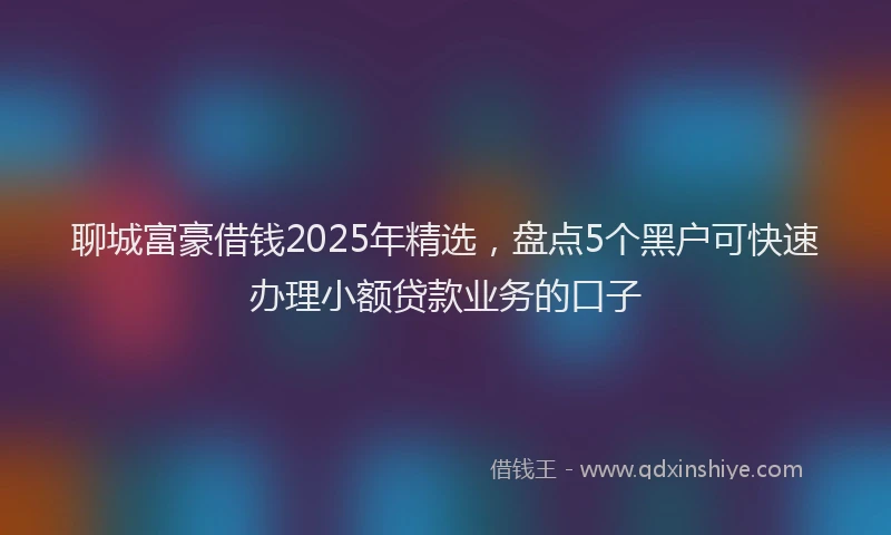 聊城富豪借钱2025年精选，盘点5个黑户可快速办理小额贷款业务的口子