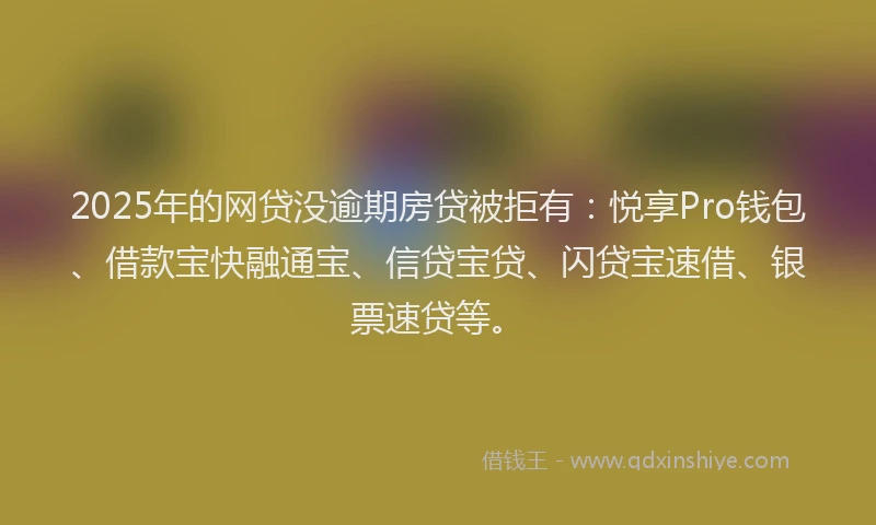 2025年的网贷没逾期房贷被拒有：悦享Pro钱包、借款宝快融通宝、信贷宝贷、闪贷宝速借、银票速贷等。