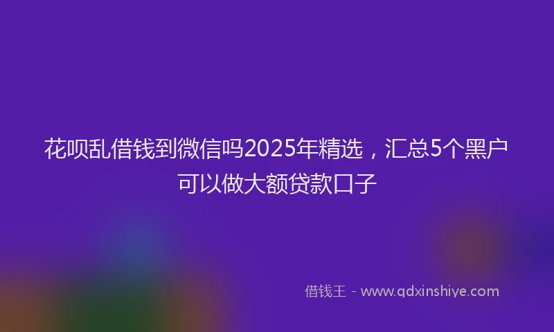 花呗乱借钱到微信吗2025年精选，汇总5个黑户可以做大额贷款口子
