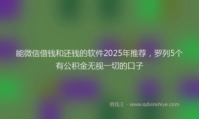 能微信借钱和还钱的软件2025年推荐，罗列5个有公积金无视一切的口子