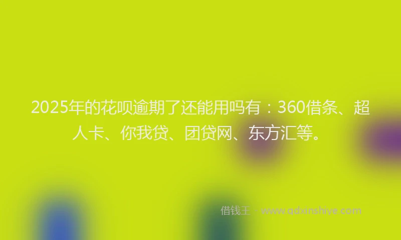 2025年的花呗逾期了还能用吗有：360借条、超人卡、你我贷、团贷网、东方汇等。
