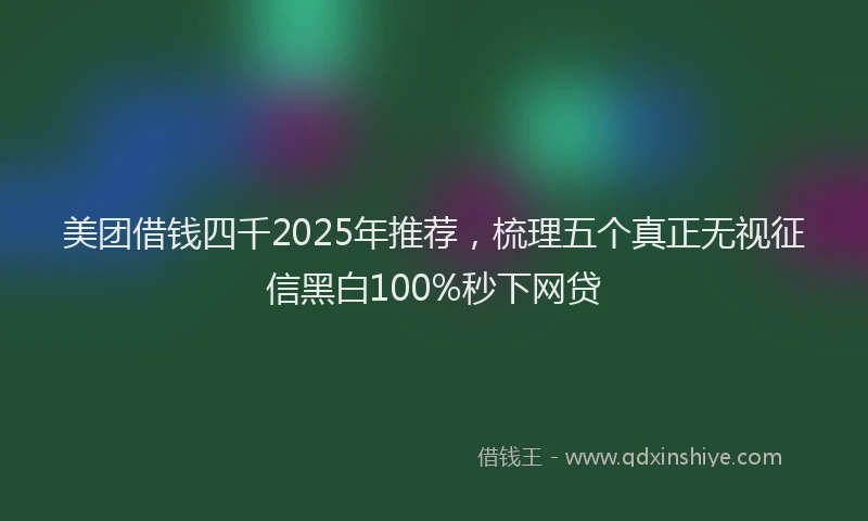 美团借钱四千2025年推荐，梳理五个真正无视征信黑白100%秒下网贷