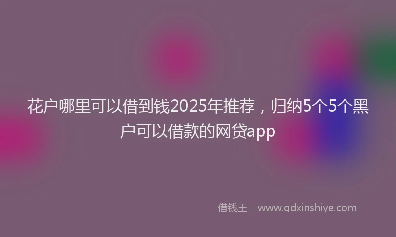 花户哪里可以借到钱2025年推荐，归纳5个5个黑户可以借款的网贷app