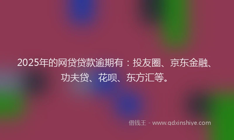2025年的网贷贷款逾期有：投友圈、京东金融、功夫贷、花呗、东方汇等。