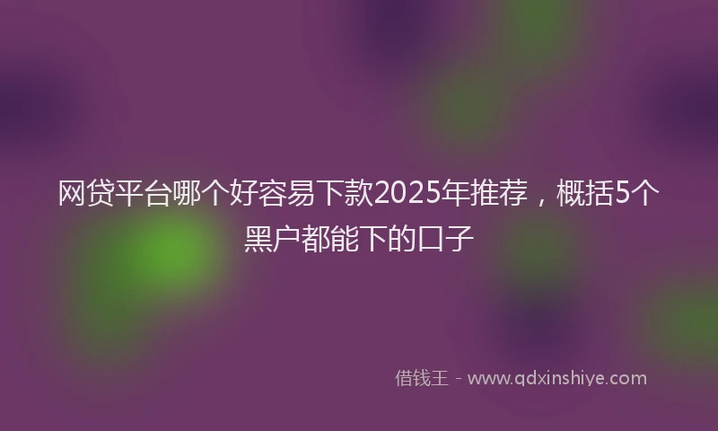 网贷平台哪个好容易下款2025年推荐，概括5个黑户都能下的口子