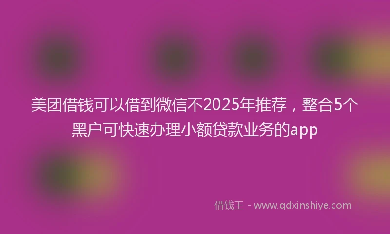 美团借钱可以借到微信不2025年推荐，整合5个黑户可快速办理小额贷款业务的app