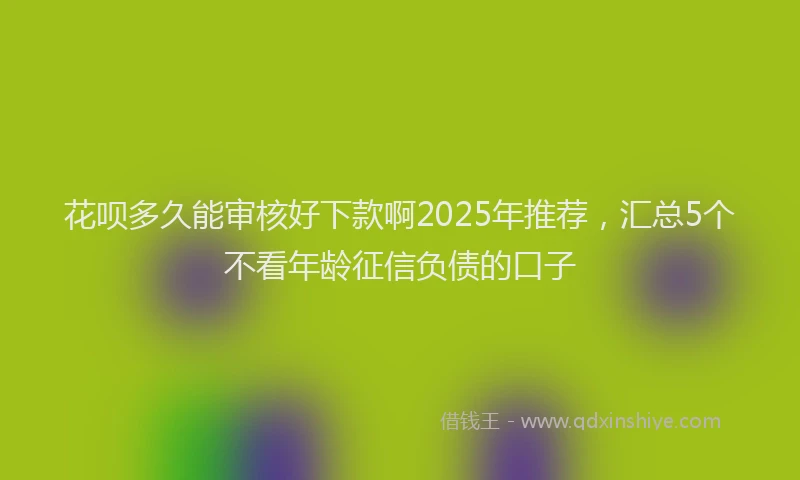 花呗多久能审核好下款啊2025年推荐，汇总5个不看年龄征信负债的口子