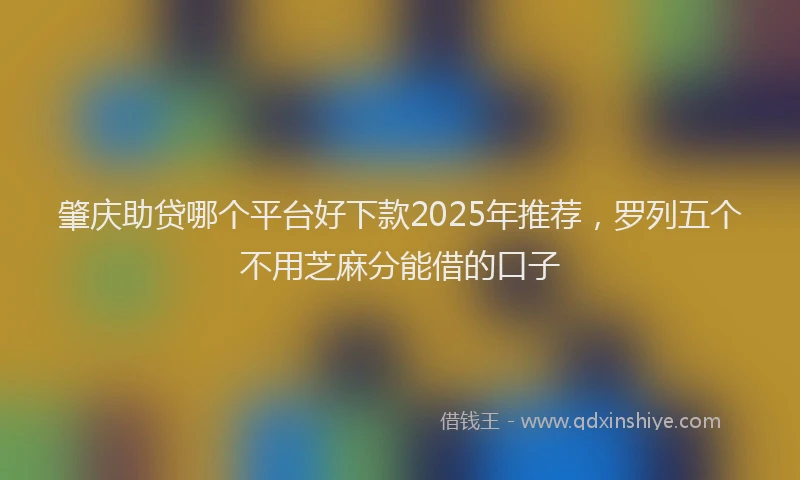 肇庆助贷哪个平台好下款2025年推荐，罗列五个不用芝麻分能借的口子