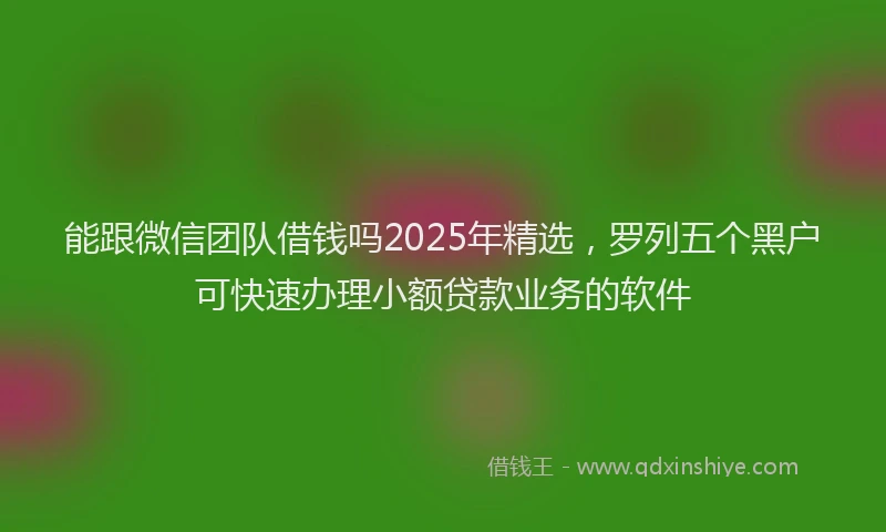 能跟微信团队借钱吗2025年精选，罗列五个黑户可快速办理小额贷款业务的软件