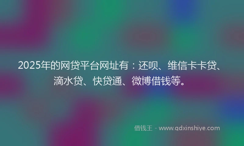 2025年的网贷平台网址有：还呗、维信卡卡贷、滴水贷、快贷通、微博借钱等。
