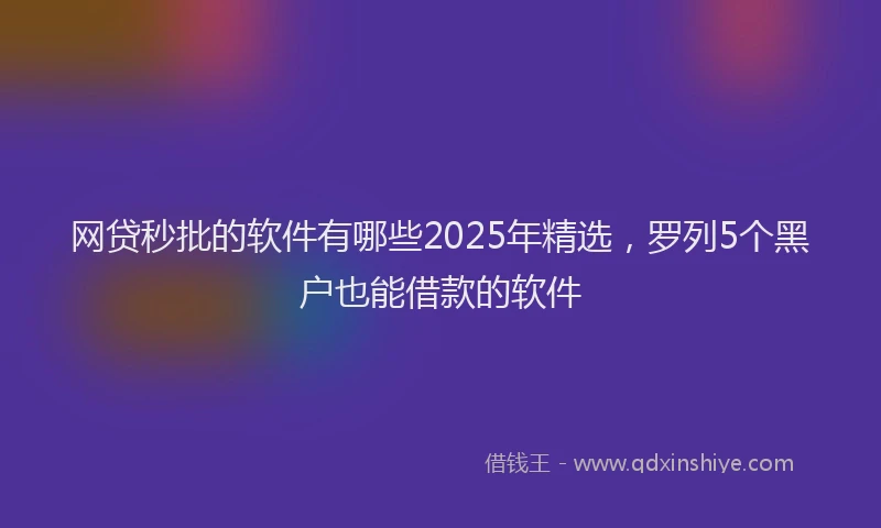 网贷秒批的软件有哪些2025年精选，罗列5个黑户也能借款的软件
