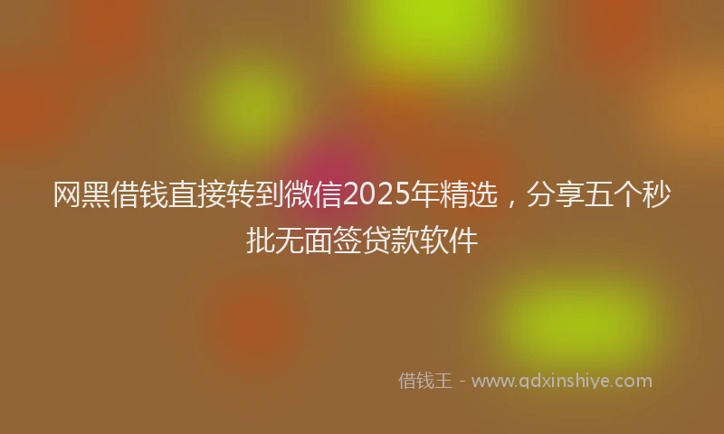 网黑借钱直接转到微信2025年精选，分享五个秒批无面签贷款软件