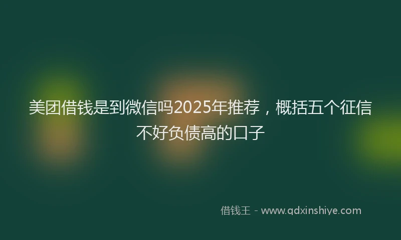 美团借钱是到微信吗2025年推荐，概括五个征信不好负债高的口子