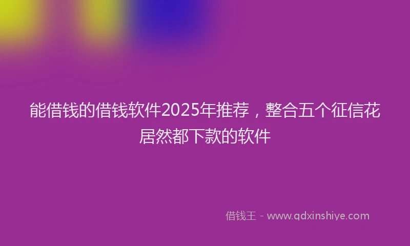 能借钱的借钱软件2025年推荐，整合五个征信花居然都下款的软件