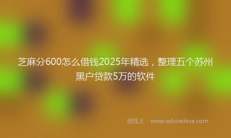 芝麻分600怎么借钱2025年精选，整理五个苏州黑户贷款5万的软件