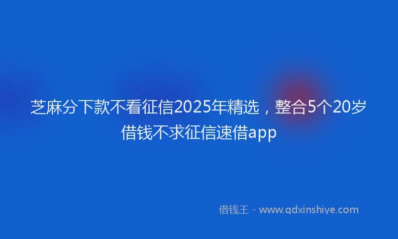 芝麻分下款不看征信2025年精选，整合5个20岁借钱不求征信速借app