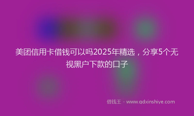 美团信用卡借钱可以吗2025年精选，分享5个无视黑户下款的口子