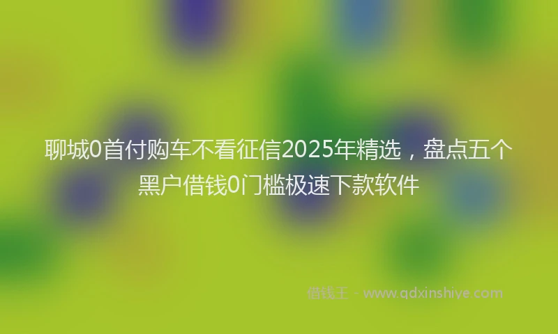 聊城0首付购车不看征信2025年精选，盘点五个黑户借钱0门槛极速下款软件