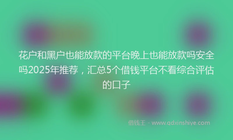 花户和黑户也能放款的平台晚上也能放款吗安全吗2025年推荐，汇总5个借钱平台不看综合评估的口子