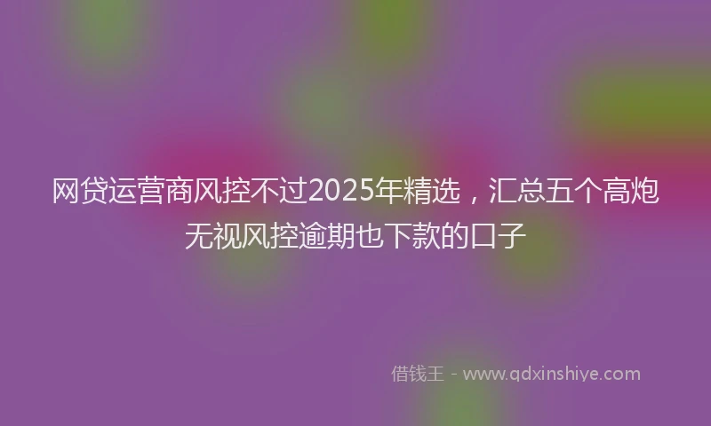 网贷运营商风控不过2025年精选，汇总五个高炮无视风控逾期也下款的口子