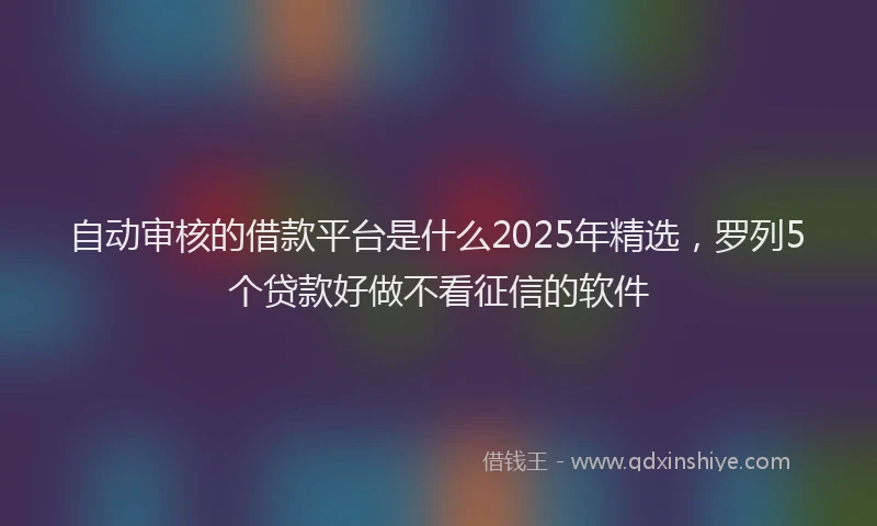自动审核的借款平台是什么2025年精选，罗列5个贷款好做不看征信的软件
