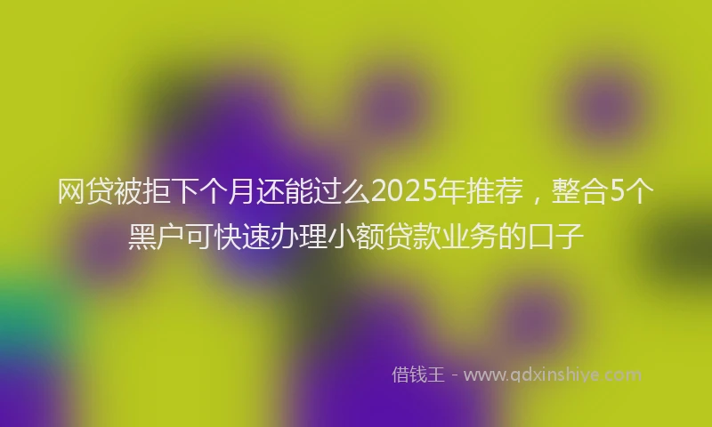 网贷被拒下个月还能过么2025年推荐，整合5个黑户可快速办理小额贷款业务的口子