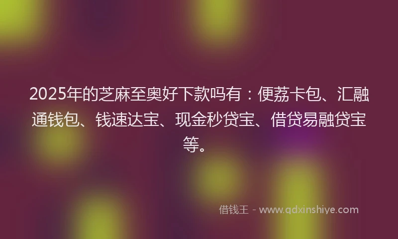 2025年的芝麻至奥好下款吗有：便荔卡包、汇融通钱包、钱速达宝、现金秒贷宝、借贷易融贷宝等。