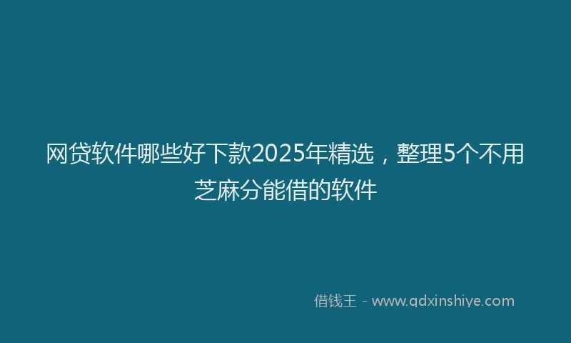 网贷软件哪些好下款2025年精选，整理5个不用芝麻分能借的软件
